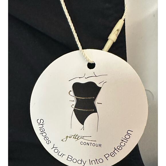 GOTTEX LATTICE SQUARE NECK ONE PIECE SWIMSUIT Black Size 8 New - Picture 4 of 6